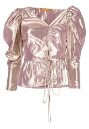 Rejina Pyo Fiona metallic puff-sleeve blouse - Silver