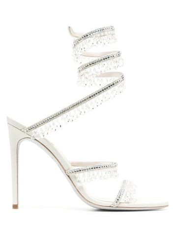 René Caovilla Chandelier 105 crystal-embellished sandals - Neutrals