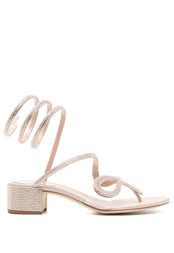 René Caovilla snake crystal embellished sandals - Pink