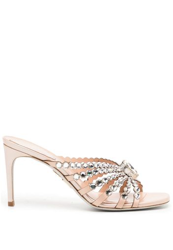 René Caovilla 90mm crystal-embellished leather mules - Pink