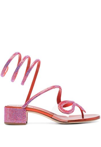 René Caovilla rhinestone-embellished mid-heel sandals - Red