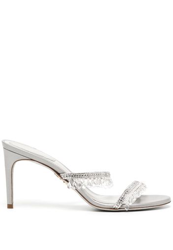 René Caovilla crystal-embellished 80mm mules - Silver