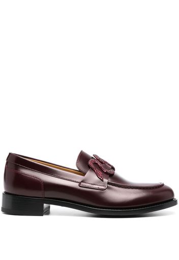 René Caovilla 30mm snake-detail leather loafers - Red