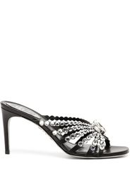 René Caovilla 90mm crystal-embellished leather mules - Black