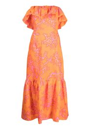 RHODE Thea coral-print ruffled dress - Orange