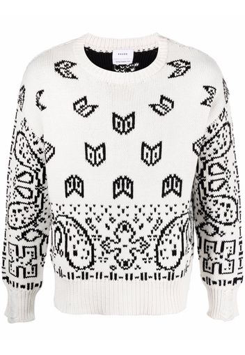 Rhude paisley-print cotton jumper - White