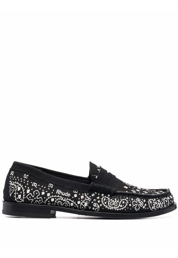 Rhude bandana-print raw-cut loafers - Black