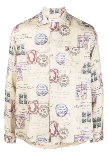 Rhude passport stamp print shirt - Neutrals