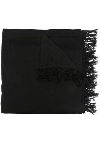 Rick Owens frayed-hem virgn-wool scarf - Black