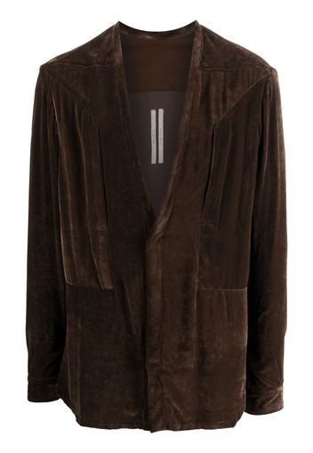 Rick Owens plunge V-neck velvet shirt - Brown