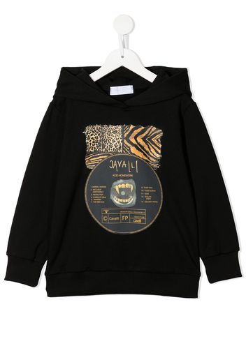 Roberto Cavalli Junior animal-print long-sleeved hoodie - Black