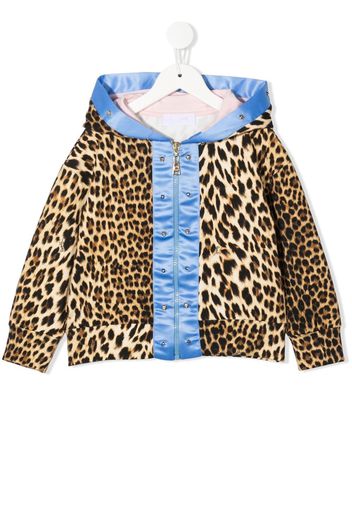 Roberto Cavalli Junior leopard-print zip-up hoodie - Brown