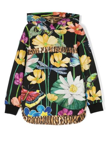 Roberto Cavalli Junior floral print hoodie - Black