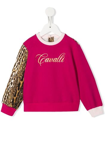 Roberto Cavalli Junior leopard-print logo sweatshirt - Pink