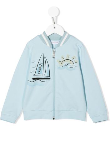 Roberto Cavalli Junior logo-print zip-up jacket - Blue