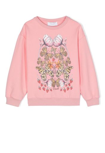 Roberto Cavalli Junior strawberry and butterfly-print sweatshirt - Pink