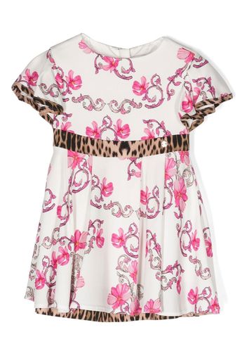 Roberto Cavalli Junior floral-print short-sleeve dress - White