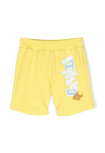 Roberto Cavalli Junior cotton track shorts - Yellow