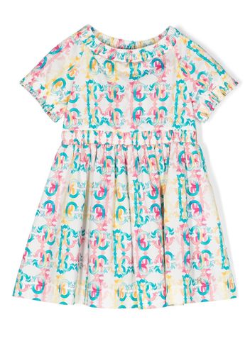 Roberto Cavalli Junior colour-block monogram-print dress - Green