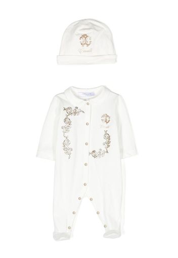 Roberto Cavalli Junior filigree and logo-print babygrow set - White