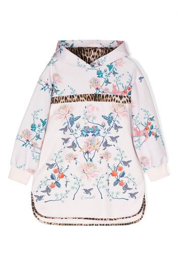 Roberto Cavalli Junior floral-print contrast-trim hoodie - Pink