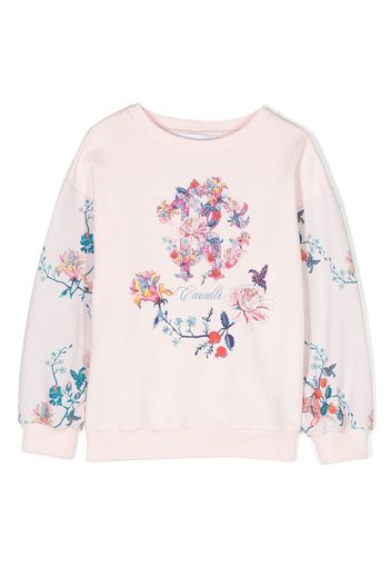 Roberto Cavalli Junior floral-print cotton sweatshirt - Pink