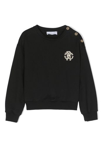 Roberto Cavalli Junior embroidered-logo cotton sweatshirt - Black