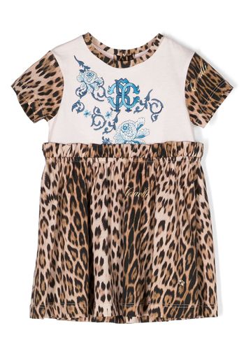 Roberto Cavalli Junior leopard-print T-shirt dress - Neutrals