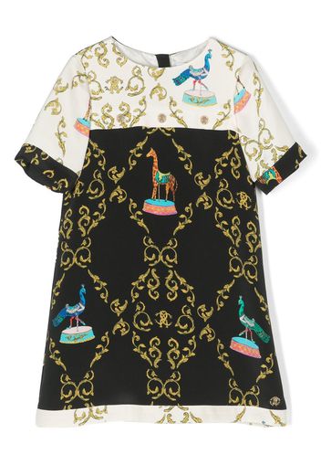 Roberto Cavalli Junior graphic-print short-sleeve dress - Black