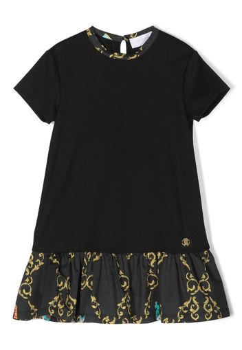 Roberto Cavalli Junior ruffle-trim T-shirt midi dress - Black