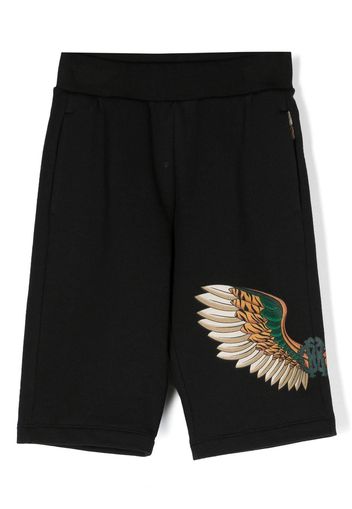 Roberto Cavalli Junior wing-patch track shorts - Black