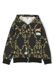 Roberto Cavalli Junior graphic-print zip-up hoodie - Black