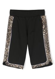 Roberto Cavalli Junior abstract-print panelled cotton shorts - Black