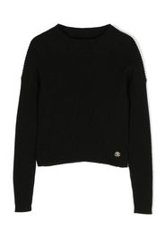 Roberto Cavalli Junior logo-plaque ribbed sweatshirt - Black