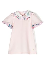 Roberto Cavalli Junior embroidered-collar short-sleeve dress - Pink
