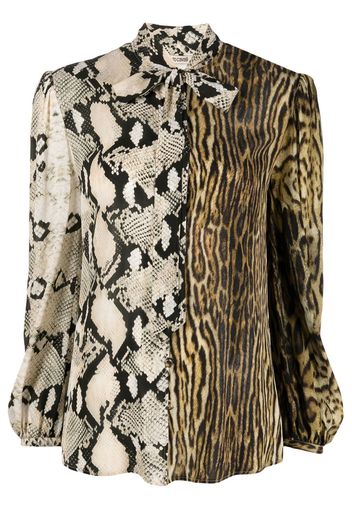 Roberto Cavalli mixed animal-print long sleeved shirt - Neutrals