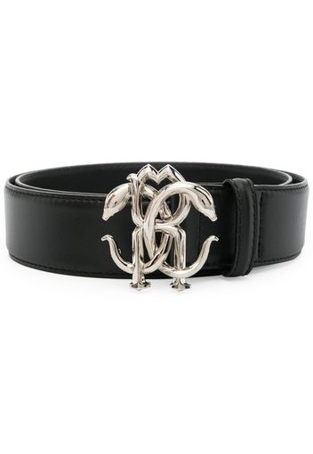 Roberto Cavalli Mirror Snake leather belt - Black