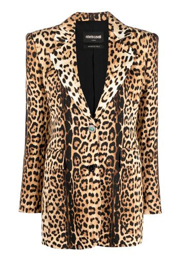 Roberto Cavalli leopard-print single-breasted blazer - Neutrals