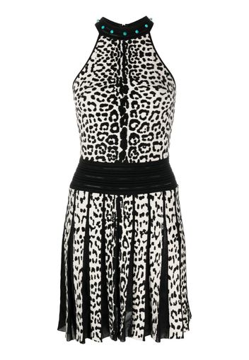 Roberto Cavalli leopard print pleated minidress - Neutrals