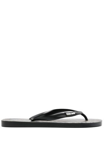 Roberto Cavalli animal-print logo flip flops - Black