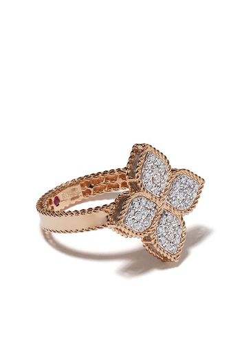 18kt rose gold Princess Flower diamond and pink sapphire ring