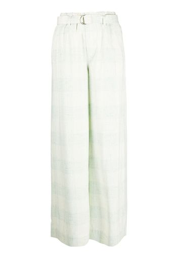 Rodebjer checked belted palazzo trousers - Green