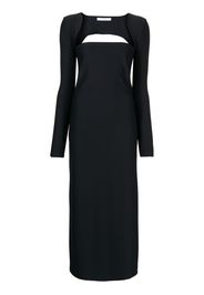 Rokh square-neck long-sleeve midi dress - Black