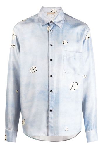 ROMEO HUNTE Bodega graphic-print silk shirt - Blue