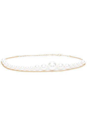 Rowen Rose faux-pearl chain belt - White