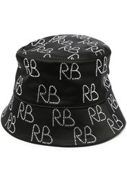 Ruslan Baginskiy Monogram-Appliqué Straw Boat Hat - Green