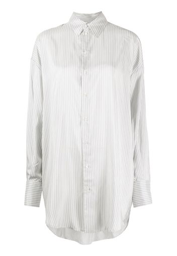 SA SU PHI long-length striped cotton shirt - White