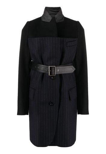 sacai belted pinstriped wool blazer - Black