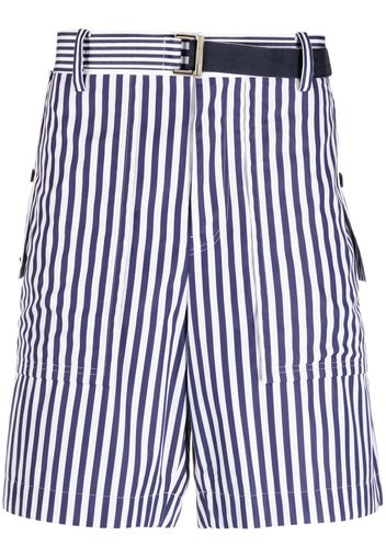 sacai vertical-stripe print cotton shorts - White