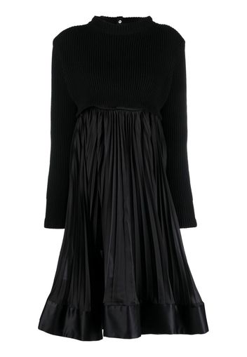 sacai ribbed-knit pleated midi dress - Black